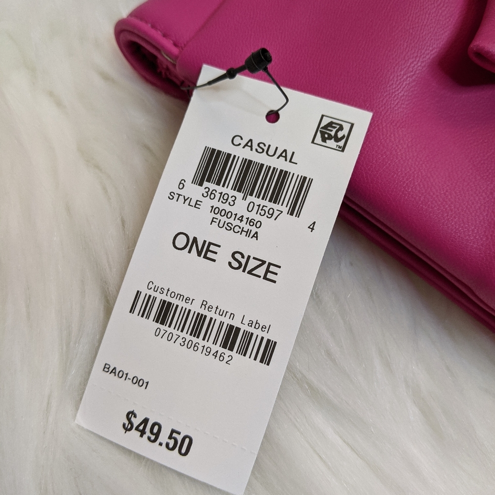 Last One! INC International Concepts Fuschia Neon Pink Bowah Clutch Large Bow - Picture 8 of 8